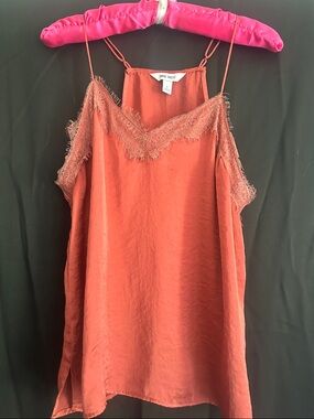 Nine West Rust Lace-Trim Slip Camisole
